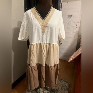 Colorblock Dress with Crochet Detail